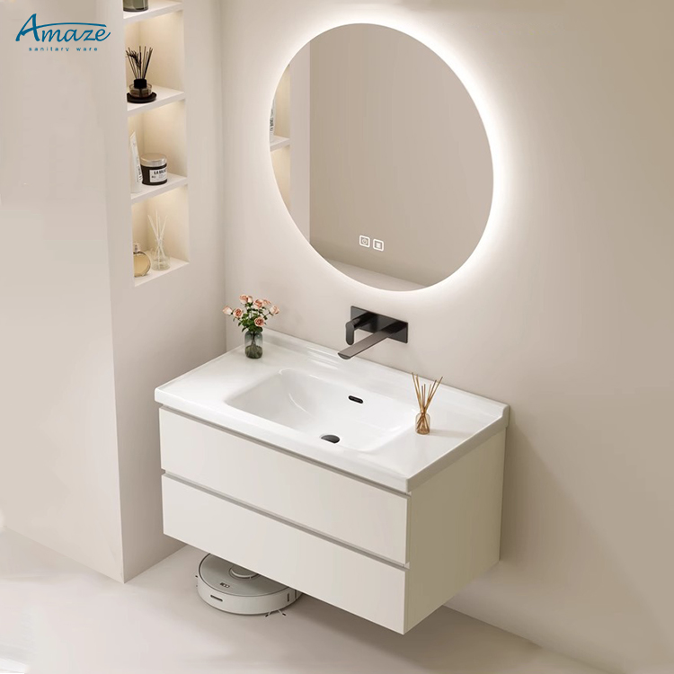 Home Living Bathroom Vanity - Badezimmerschrank Moderner Luxus Massivholz-Badmöbel Waschtisch mit
