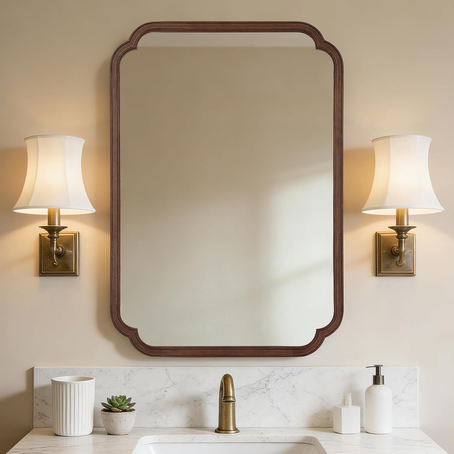 Home Living Bathroom Vanity - 28 x 40 Zoll großer Holz-Badezimmerspiegel