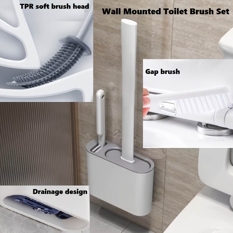 Home Goods Bathroom Storage - Wandmontierte Toilettenbürste, Moderne Flachkopf-Badezimmerreinigungsbürste, Langlebiger &