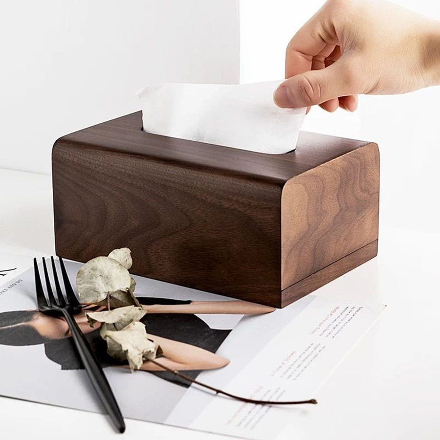 Zara Home Bathroom Accessories - Klassische Papierbox, Schreibtischaufbewahrung, Walnuss-Tissue-Box, Wohnzimmer, Massivholztisch,