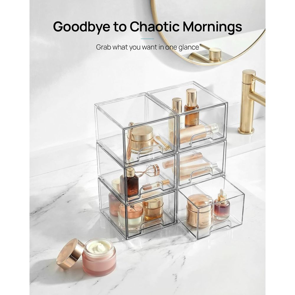 Home Goods Bathroom Storage - Kleine, durchsichtige, stapelbare Aufbewahrungsschubladen, Acryl-Badezimmer-Make-up-Organizer, Kunststoff-Aufbewahrungsboxen