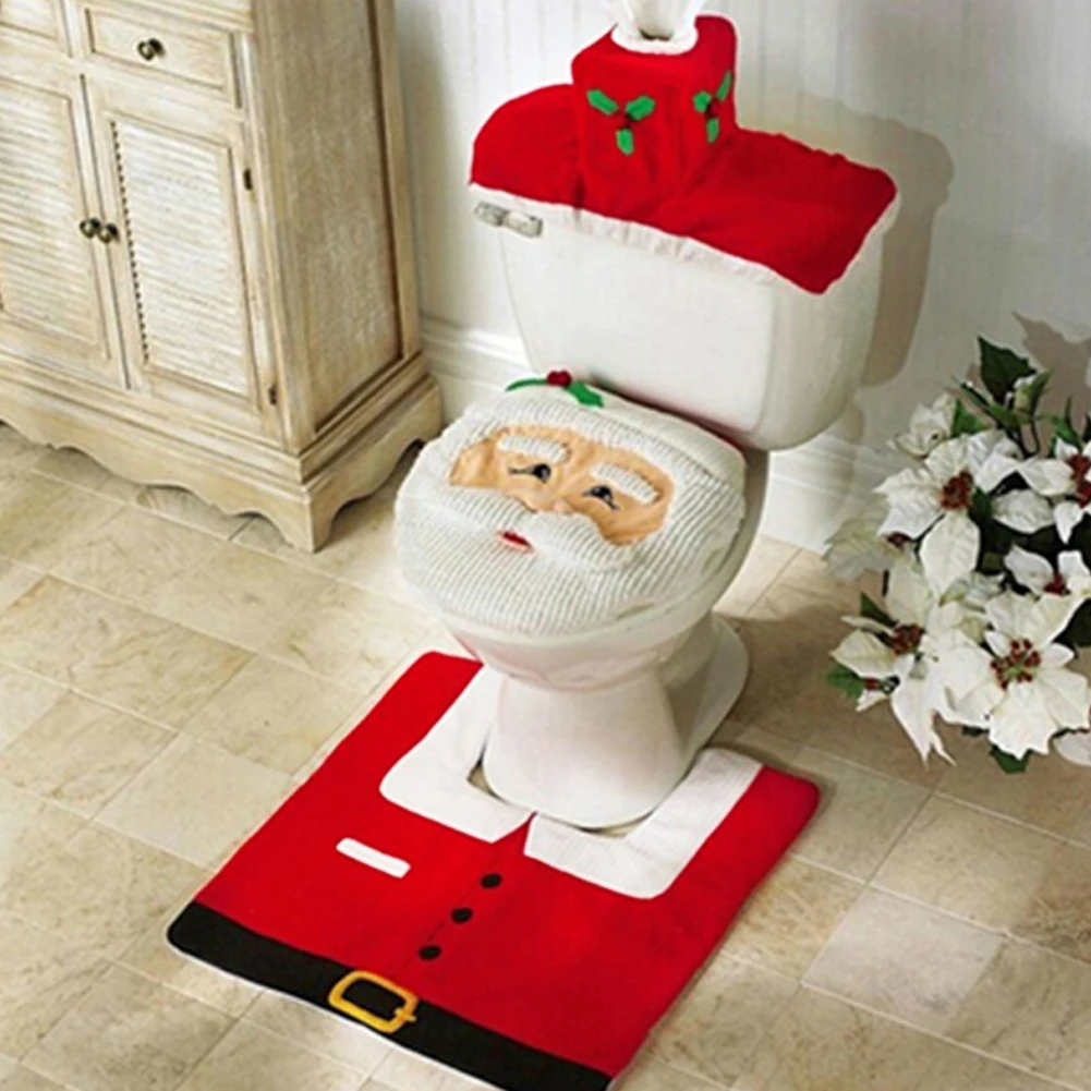 Home Bathroom Mats - 2026 Niedliche Weihnachts-Toilettensitzbezüge Kreative Weihnachtsmann-Badematte Weihnachtsartikel