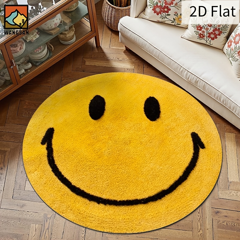 Home Bathroom Rugs - 2D Runder Flanell-Teppich Smiley-Gesicht-Design Weicher Bodenteppich