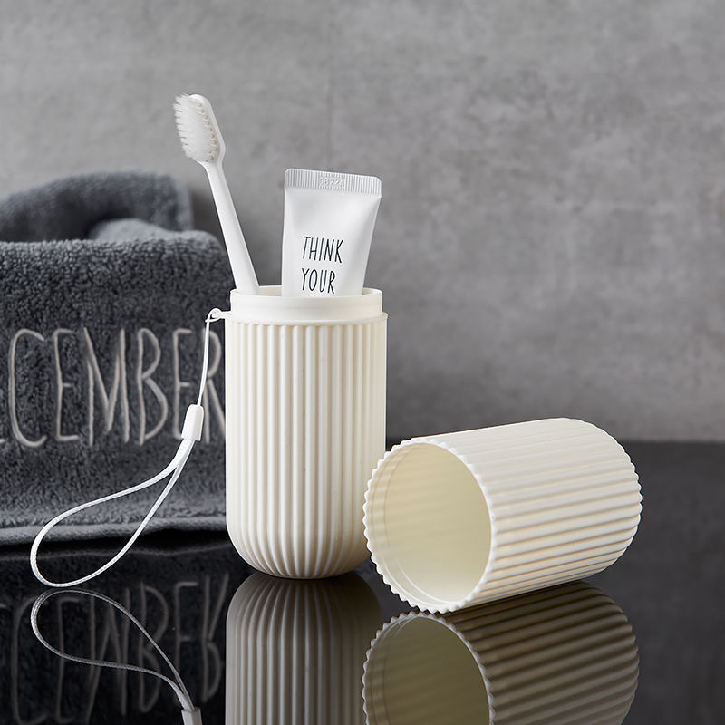 Home Goods Bathroom Storage - Tragbare Reise-Zahnbürstenbox mit Vertikalstreifen, Mundspülbecher, Zahnpastatuben-Organizer,