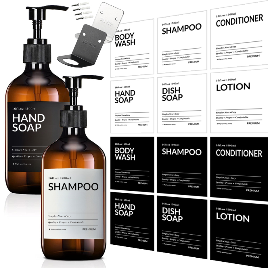 Home Bathroom Soap Dispenser - 16-Unzen-Shampoo-Flaschen, Seifenspender für Badezimmer und Küche,