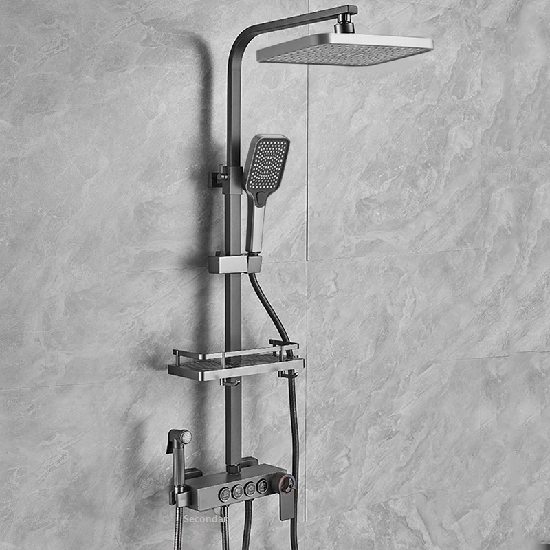 Home Bathroom Shower - Edelstahl-Duschset Anti-Kalk Selbstreinigender Regenduschkopf Hochdruck-Badewannenventil Duschkopf-Set