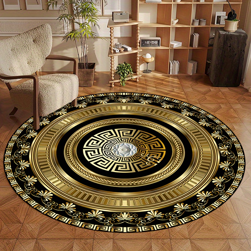 Home Bathroom Rugs - Griechisches Schlüsselmuster Runder Teppich Flanell-Teppich Klassisches