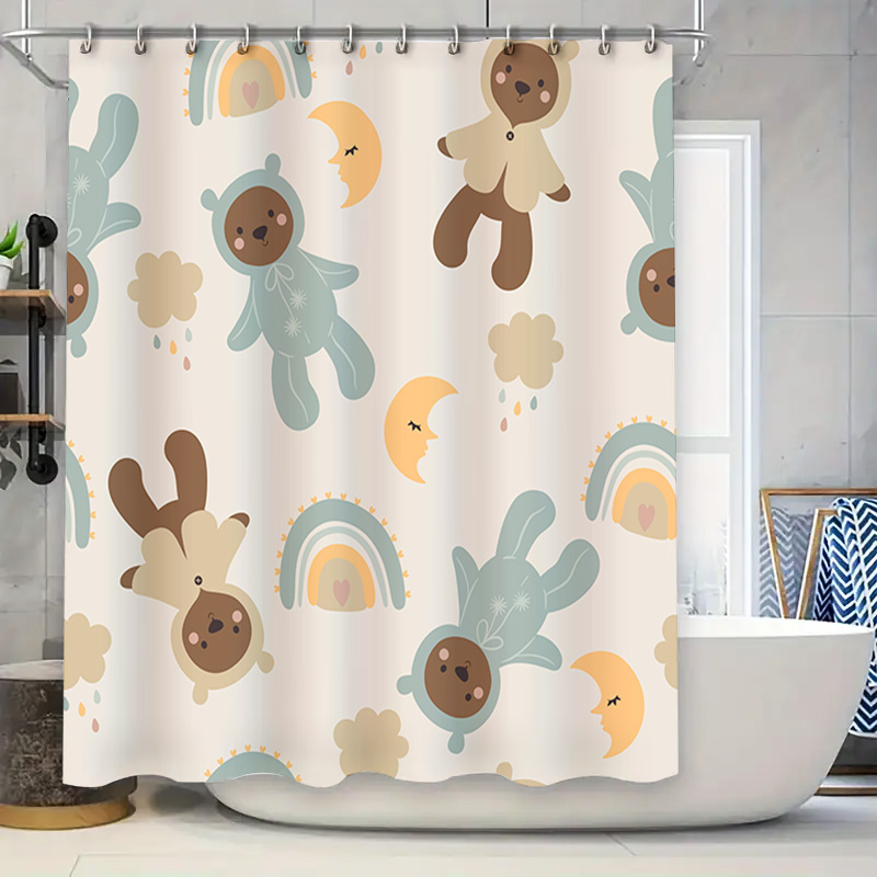 Adorable Home Bathroom Ideas - Entzückendes Duschvorhang-Set mit Tiermotiv für Kinderbadezimmer,
