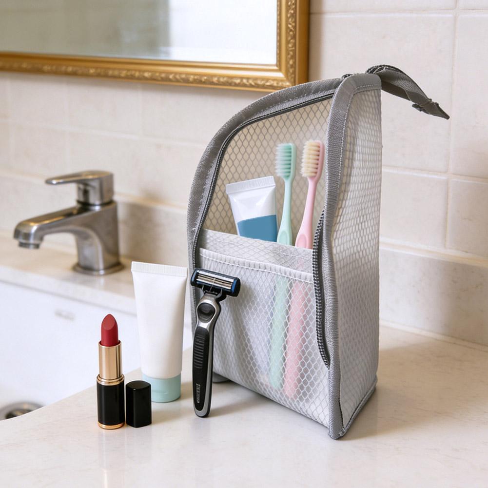 Home Goods Bathroom Storage - Netz-Reise-Toilettentasche Tragbarer Zahnbürsten- und Kosmetik-Organizer Make-up-Pinsel-Aufbewahrungsbeutel