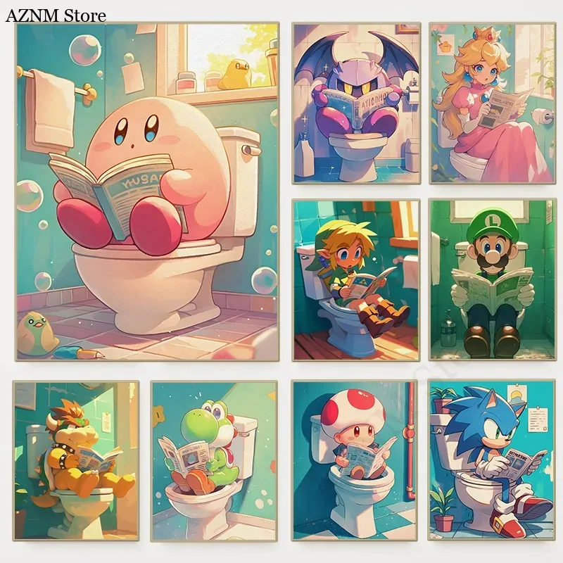 Lustiges Badezimmer-Cartoon-Vi – Home Bathroom Wall Art Bewertung und Preis