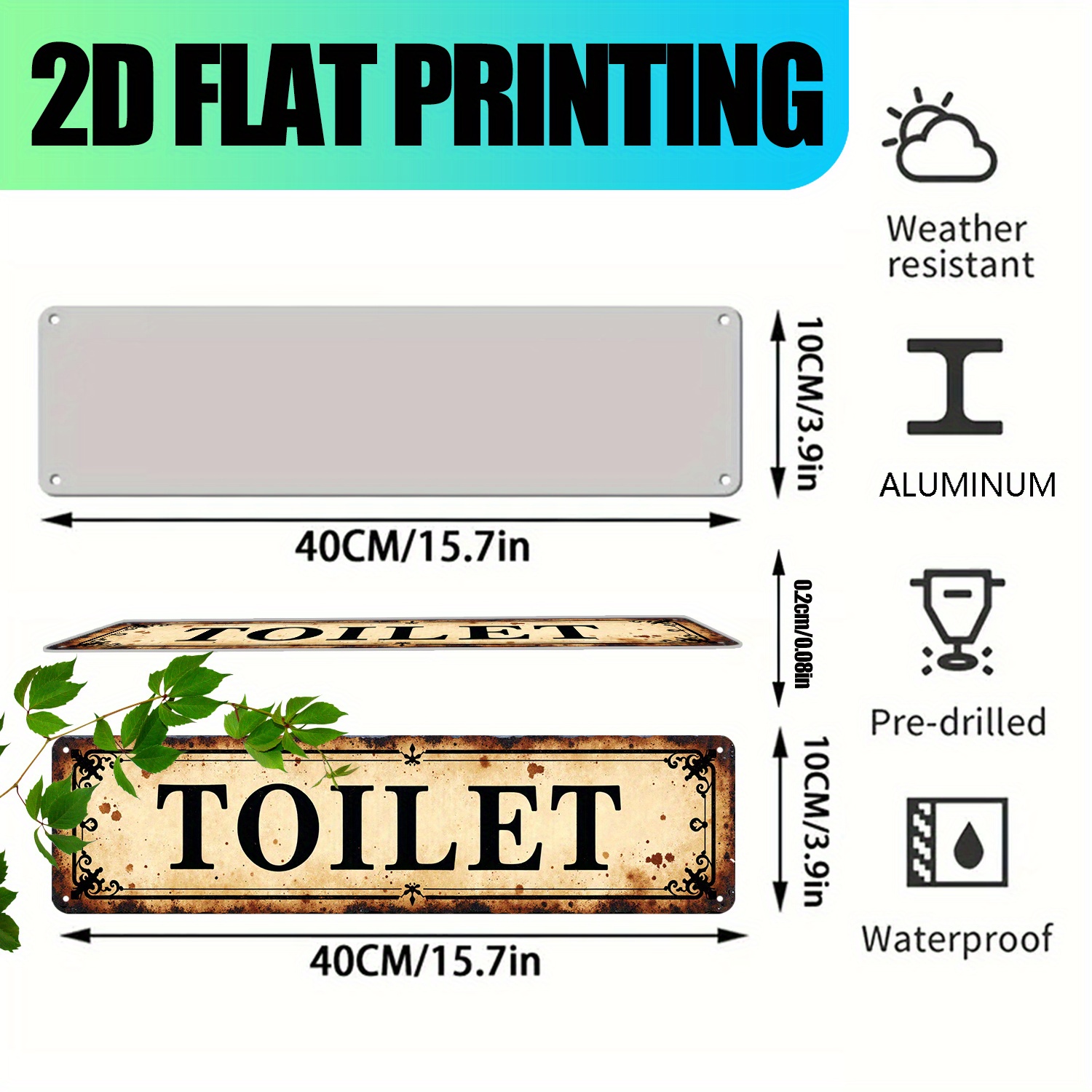 2D Flat, Vintage Aluminium Wan – Home Bathroom Wall Art Bewertung und Preis