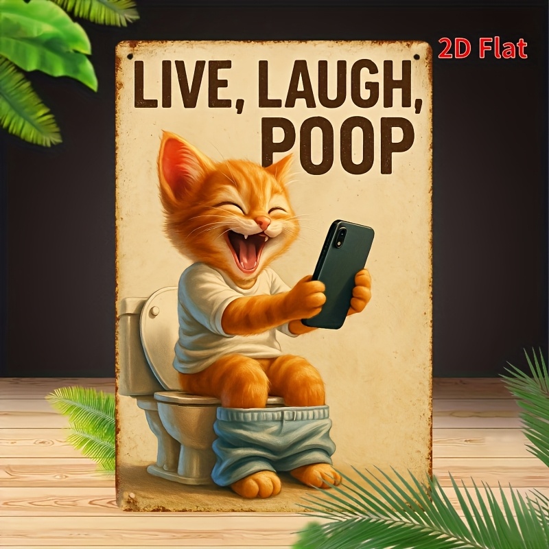 Lustige Katze auf Toilette, Me – Home Bathroom Wall Art Bewertung und Preis