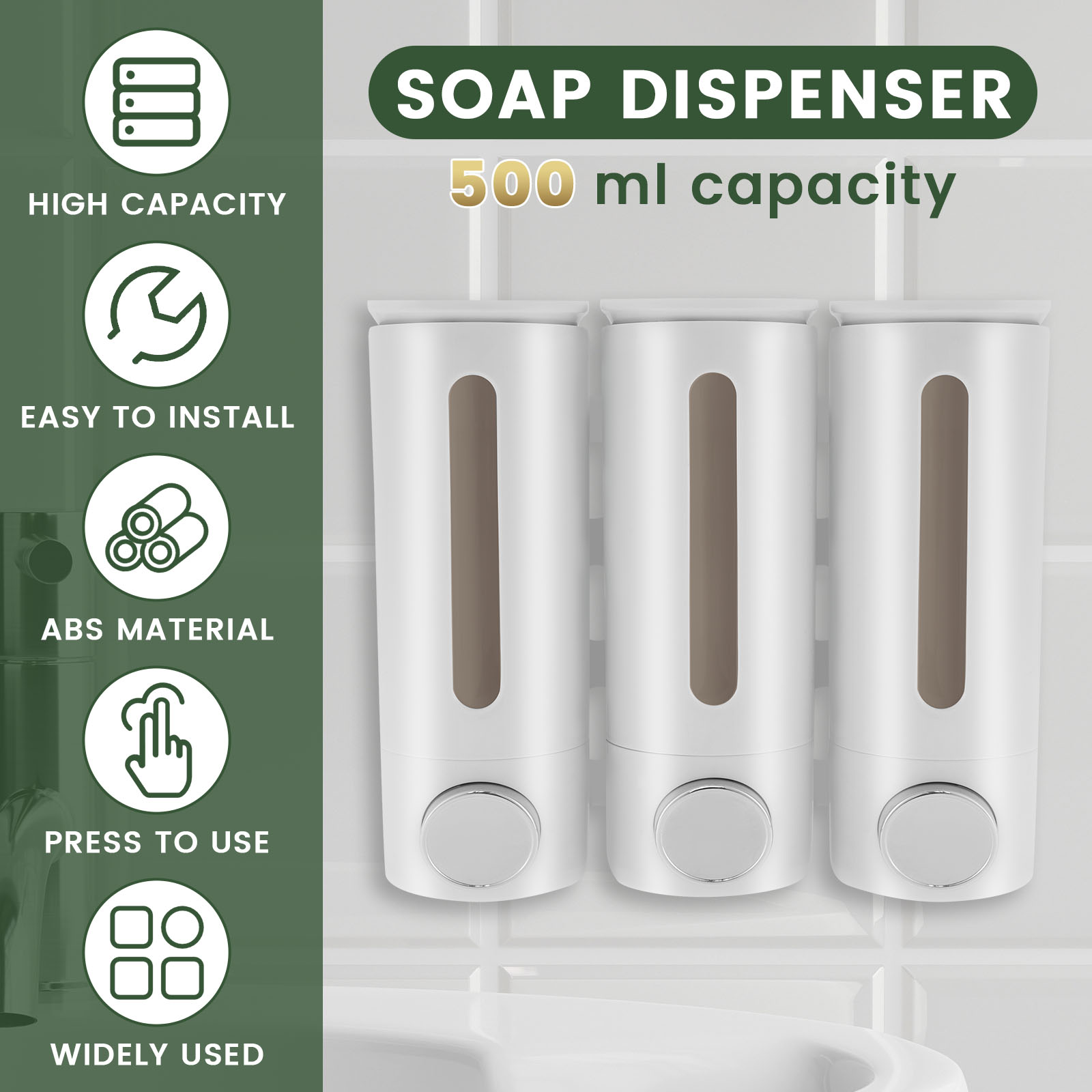 500 ml wandmontierter Flüssigs – Home Bathroom Wall Soap Dispenser Bewertung und Preis